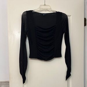 One Clothing Black Ruched Long Sleeve Blouse